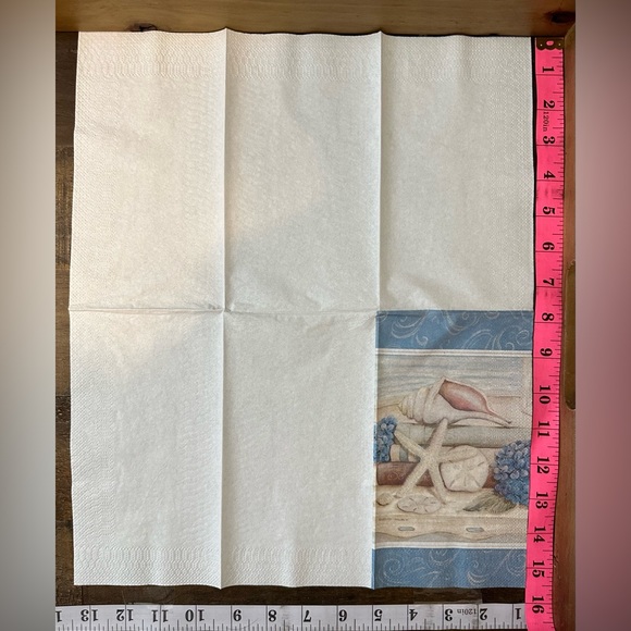 Coastal Nautical Seashell Sea Turtle Paper Napkins - Picture 6 of 6